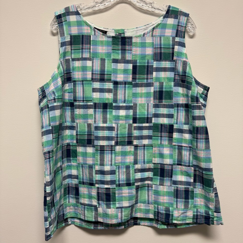 Talbots Madras Patchwork Sleeveless Back Button W… - image 3